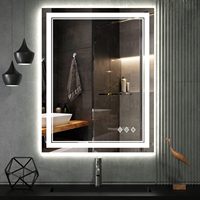 Miroir mural rectangulaire moderne sans cadre avec interrupteur tactile et éclairage LED étanche 3 couleurs pour la décoration d'hôtels, salons et gymnases