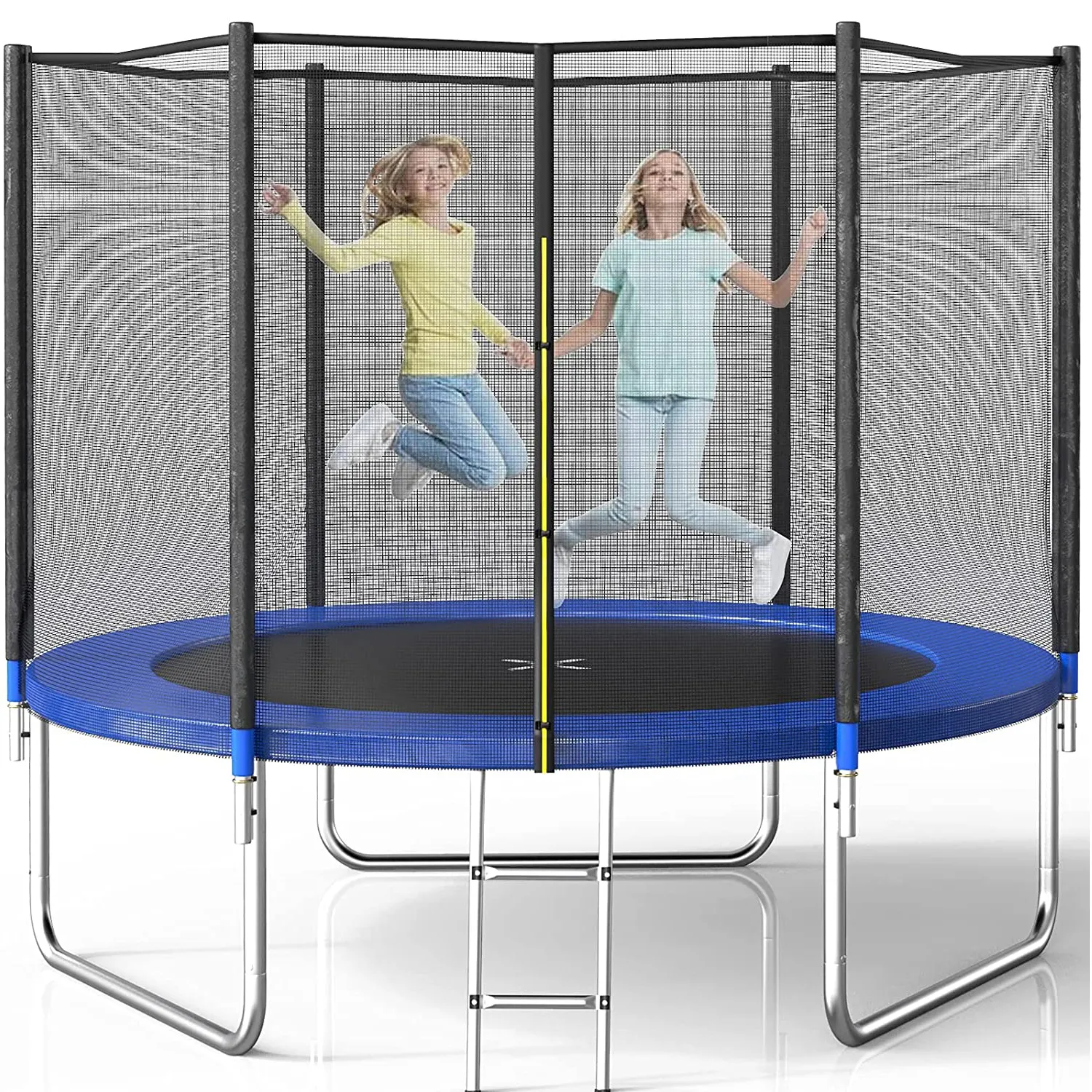 Combo Bounce Jump Trampoline with Spring Pad Waterproof Jump Mat & Ladder Enclosure Net Outdoor Trampoline for Kids and Adults