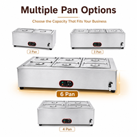 Gewerblicher 6-Pfannen Elektrischer Speisenwärmer Edelstahl-Dampftisch Buffet Bain-Marie Großhandel für Restaurant-Catering