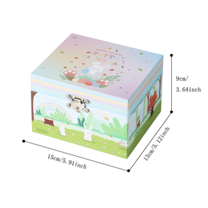 Boîte à <span class=keywords><strong>musique</strong></span> personnalisée en bois de luxe avec figurine de lapin rotative |   Bijou musical artisanal pour filles, souvenir d'anniversaire - Product Image 4