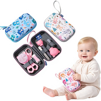 Ensemble de soins pour nouveau-nés 8 en 1, kit de toilettage pour bébé avec étui de rangement à imprimé ours mignon, kit de manucure portable pour bébés et tout-petits