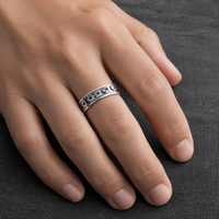 Bague anti-stress classique rotative en acier inoxydable, bijou de méditation et de relaxation, motif lune et étoile célestes