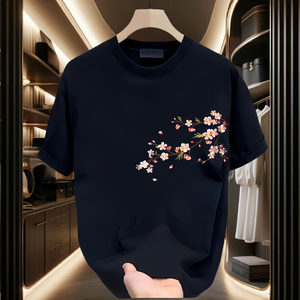 Nouveau T-shirt tricoté surdimensionné pour homme 2025 – Respirant, doux pour la peau, 100 % coton, broderie au col, haute qualité, décontracté - Product Image 5