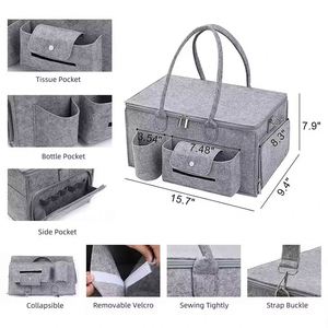 Multifunctional Portable Felt Diaper Storage Basket for Organizing Diapers Backpack Style Diaper <b>Caddy</b> - Product Image 6