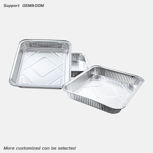 Barquette rectangulaire en aluminium de 15 pouces, jetable, recyclable, de qualité alimentaire, résistante au four, capacité de 2300 ml, avec couvercle, pour la cuisson - Product Image 1