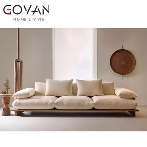 Wabi Sabi Luxuriöses Massivholz-Stoffsofa mit Schwammfüllung für Wohnzimmer in Apartments und Villen - Product Image 4