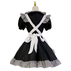 Zixiao Maid Costume Women Black White Checkered <b>Bow</b> Dress Adult Anime Cosplay Spring 2023 - Product Image 2