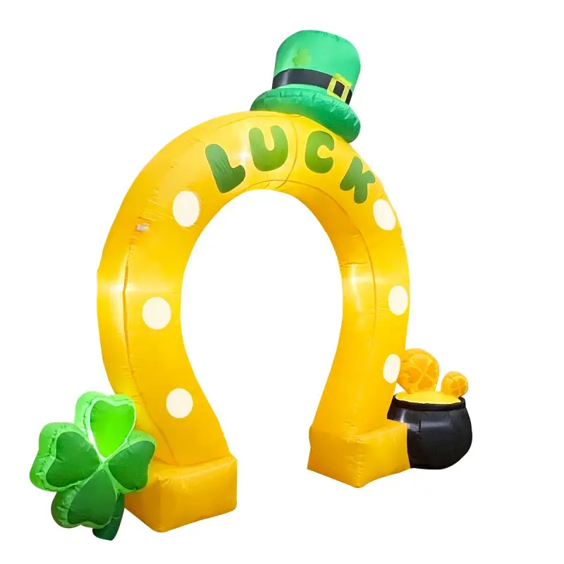 Happy st Patrick Day arche jaune avec chapeau vert haut pièces de monnaie pot décorations de vacances gonflables pour cadeaux de fête