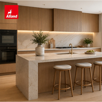 Ensemble de meubles de cuisine modulaires modernes Alland Factory Direct : armoires en placage de bois stratifié et petits îlots en contreplaqué pour projets