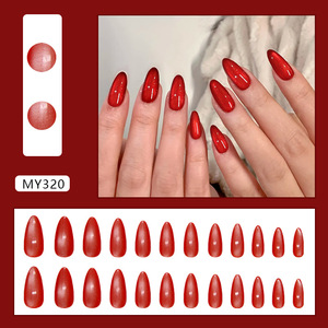 <span class=keywords><strong>Faux</strong></span> Ongles à Presser Effet Œil de Chat <span class=keywords><strong>Bordeaux</strong></span> 30 Pièces Marque Privée, Ongles Scintillants <span class=keywords><strong>Rouge</strong></span> Cerise, Fourniture d'Usine - Product Image 4