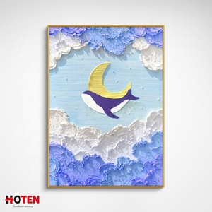 Moderne <span class=keywords><strong>Romantique</strong></span> Rêve Ciel Étoilé <span class=keywords><strong>Paysage</strong></span> Mural Peint À La Main Violet Peinture À L'huile Mur Art Personnalisé Toile Texture Élégant Vente - Product Image 3