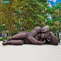 Statue de gorille en cuivre, grande taille, sculpture animale, jardin extérieur,