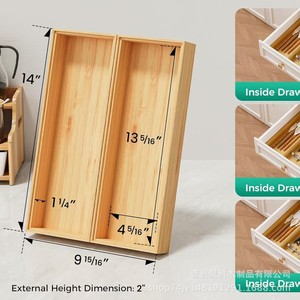 Wooden Desktop Tableware <b>Storage</b> <b>Box</b> Rectangular Multipurpose <b>Kitchen</b> Drawer Organizer Space Saving Cutlery Holder - Product Image 3