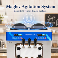 Machine à glace molle commerciale 30L/H avec puissance de 7000 BTU |   Machine à glaces de table à 3 saveurs avec agitation Maglev U88