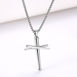 Men's Stainless Steel <b>Cross</b> Pendant Necklace Gold And Silver Hip Hop Style SP869 - Product Image 2