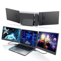 Extensor de Pantalla Triple para Portátil S3 de 14 Pulgadas, 1080P FHD IPS, Monitor Portátil Plegable, Plug & Play, 60Hz, Tipo-C, para Portátiles de 13"-17"