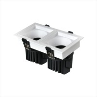 Plafonnier encastré moderne anti-éblouissement réglable 2x15W à 2 têtes, boîtier en aluminium, éco-responsable, pour hôtel, COB