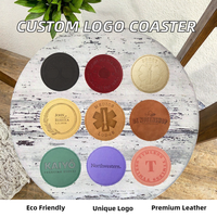 Sous-verre/Soucoupe en cuir PU écologique avec logo personnalisé en relief, diamètre 10 cm, design classique pour restaurants