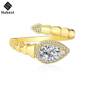 Nhẫn rắn bạc 925 nữ nam phong cách Punk, đính đá Moissanite hình giọt nước, trang sức cao cấp, chứng nhận GRA - Product Image 1