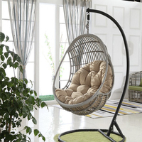 Fauteuil suspendu œuf en rotin avec structure en acier, moderne et étanche, pour jardin, mobilier d'extérieur, usage domestique et chambre à coucher, vente en gros