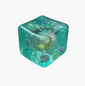 SummerRoo79 Malt Sugar Star Island Cube Teal Color with Shells and Stars Fidget Toy for Kids 8-13 Years Unisex Silicone Rubber - Product Image 5