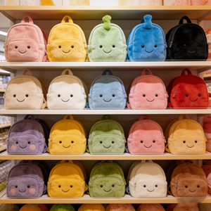 Sacs à dos en peluche personnalisables de 8 pouces avec visage souriant coloré, jouets en peluche, animaux en peluche pour articles culturels - Product Image 1