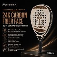 Raquette de padel NODEX 24K en fibre de carbone de qualité supérieure, forme diamant, marque personnalisée