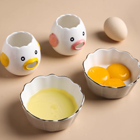 Beau séparateur d'œufs blancs en céramique de poulet, séparateur d'œufs, séparateur de protéines de jaunes d'œufs, outil de cuisson filtrant