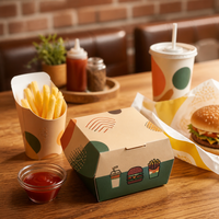 Caja de Embalaje para Hamburguesas, Estructura de Concha, Cartón Blanco Resistente a la Grasa, Paquete para Hamburguesas de Comida Rápida, Tamaño Personalizado, Suministro para Hamburgueserías