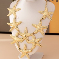 Nouveau Collier Étoile de Mer Géométrique Cinq Branches en Métal Électroplaqué, Style Punk Européen et Américain, Vente Directe Usine, Tendance Rongsong