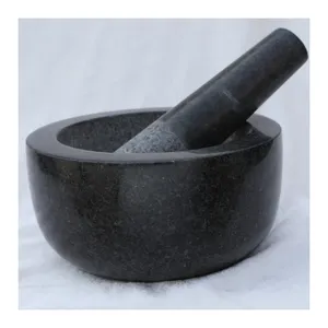 China Supplied Cooking Reuse 16*8cm Hand Movement Polished Kitchen Granite Pestle And Mortar