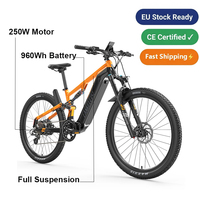 Bicicleta Eléctrica de Montaña de 29 Pulgadas con Suspensión Completa, 48V 20Ah 960Wh, Motor sin Escobillas de Litio de 250W con Sensor de Torque, Impermeable, EMTB MG600 Pro