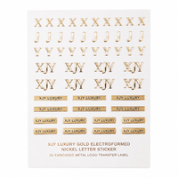 Autocollant de lettres en nickel électroformé doré de luxe XJY, logo métallique en relief 3D, étiquette de transfert