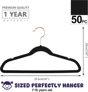 Velvet Non-Slip Single Tier Heavy Duty Iron Space Saving Coat & Suit <b>Hangers</b> with Tie Bar - Product Image 2