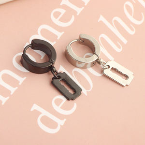 ต่างหูไม้กางเขนสีดำสำหรับผู้ชาย,ต่างหูห่วงเจาะโซ่ยาวสแตนเลสขายส่งต่างหู Hooop ขนาดเล็กสำหรับผู้หญิง - Product Image 2