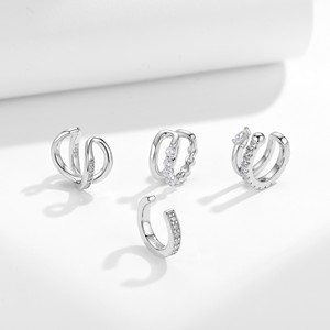 Korea gaya segar perhiasan 925 perak asli VVS penuh Moissanite telinga kait tanpa telinga tincingear halus manset anting untuk wanita - Product Image 5