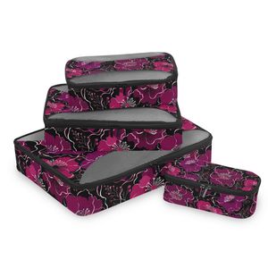 Ensemble de 6 organiseurs de voyage avec motif floral rose, doublure en maille et fermeture éclair, sacs de voyage et cubes de compression - Product Image 6