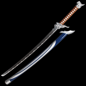 Nouvelle épée de Yasuo le Non-Délégué de <span class=keywords><strong>League</strong></span> <span class=keywords><strong>of</strong></span> Legends, avec étui en cuir, accessoire de cosplay, objet de collection et décoration - Product Image 3