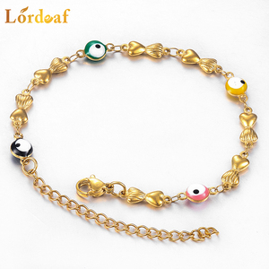 Gold Color Heart Hand <b>Chain</b> Women Enamel Eye Bracelet with 3mm <b>Extender</b> - Product Image 4