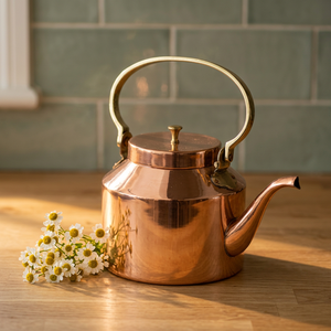 Bouilloire à thé en cuivre avec couvercle, poignée en métal, style vintage, pot à eau - Product Image 6