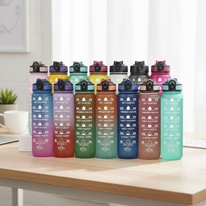 2026 Customized Logo 1L 32Oz Fancy Plastic Water Bottle With Silicone Straw and Handle for Promotion - Product Image 1