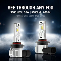 Bombillas LED para Faros Antiniebla G-View 9005 HB3, 30W 5000LM, Sin Código de Error, Canbus, Sin Ventilador, 6000K, Tamaño 1:1, Plug and Play