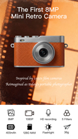 Nouvelle caméra rétro miniature CMOS 8MP avec flash LED, prix compétitif, vente directe d'usine, choix de l'édition, vidéo Full HD