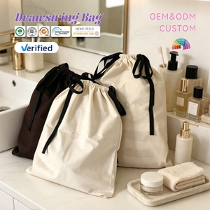 Cosmetic Makeup Canvas <strong>Drawstring</strong> <strong>Bag</strong> Beauty Essentials Travel Organizer Washable <strong>Toiletries</strong> Kit Shaving Pouch Dust <strong>Bag</strong> - Product Image 1