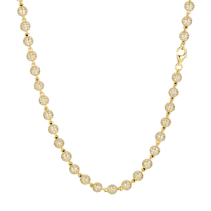 Men's 18K Gold Plated 925 Sterling Silver Hip Hop Rapper's Style <b>Necklace</b> VVS Moissanite Iced Bead Link <b>Chain</b> 5mm 7mm 10mm Sizes - Product Image 2
