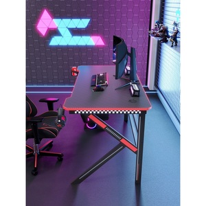 Escritorio para Juegos de 120x60x74 cm con Superficie de Fibra de Carbono, Borde Rojo y Altura Ajustable - Product Image 3