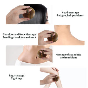 Sandelholz Kamm Breit zahn Meridian Massage gerät Mode Kopfhaut Massage gerät Kamm Haar Mit Griff Holz Haar bürste Mit Logo - Product Image 5