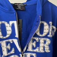 Sweat-shirts de luxe pour hommes avec strass thermocollés, imprimé lettres, à capuche zippée, style streetwear, collection Mixed Emotion