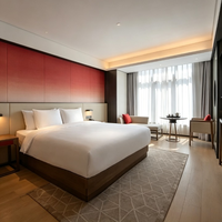 Ensemble de meubles modernes pour chambre d'hôtel et appartement : lit double, canapé, table basse, fauteuil, modulaire en contreplaqué, couleurs personnalisables