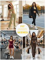 Ensemble de sport EnovStars personnalisé 6 pièces : soutien-gorge, t-shirt, veste, short, leggings, pantalon évasé, sensation seconde peau, ensemble de sport, ensemble fitness
